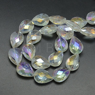 Electroplate Crystal Glass Teardrop Beads Strands X-EGLA-F067A-01-1