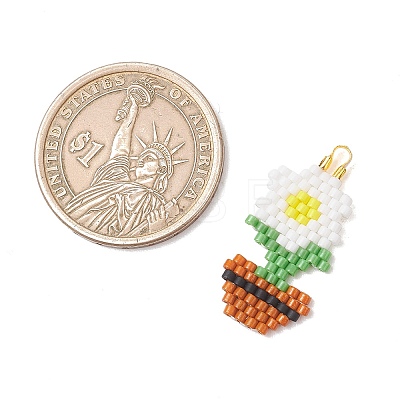 MIYUKI Glass Seed Beaded Pendants PALLOY-MZ01259-01-1