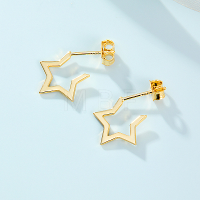 Simple Sterling Silver Star Stud Earrings UU1378-1-1