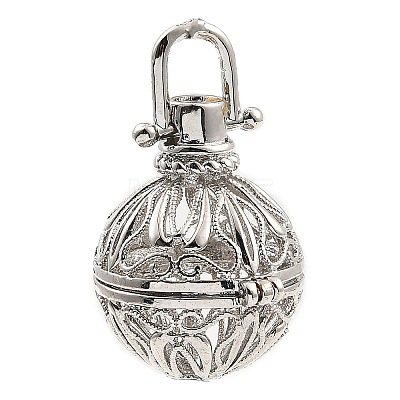 Rack Plating Brass Bead Cage Pendants LS-KK-D025-01A-P-1