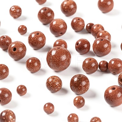 340Pcs 4 Sizes Synthetic Goldstone Beads Strands G-LS0001-11-1