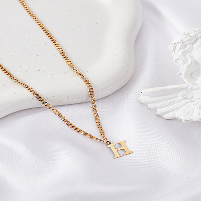 1Pc 304 Stainless Steel Letter Pendant Necklaces NJEW-LP0001-33H-G-1