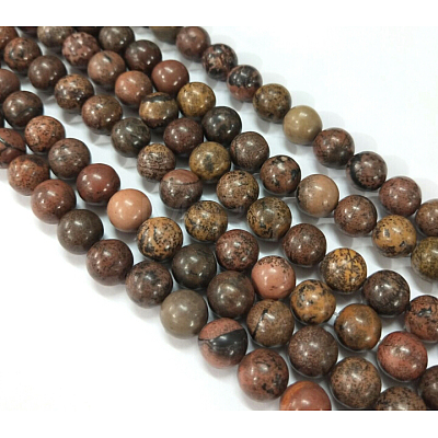 Natural Dendritic Jasper Beads Strands X-G-H1632-8MM-1