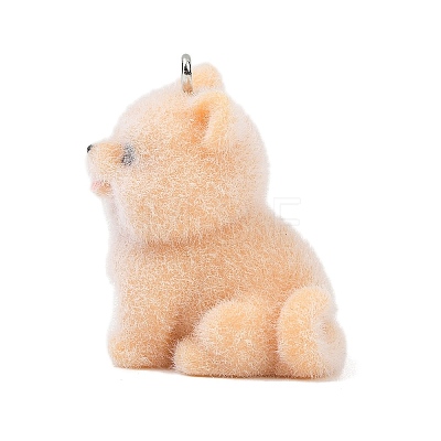 Animal Theme Flocky Opaque Resin Pendants RESI-H042-01P-03-1