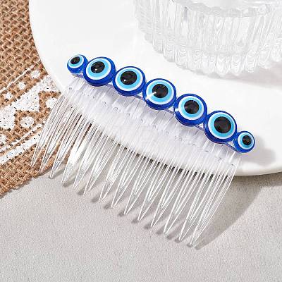 Resin Evil Eye Bead & Plastic Hair Combs PHAR-JH00093-02-1
