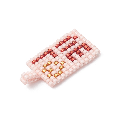 Beaded Rectangle with Word Love Charms PALLOY-MZ01086-03-1