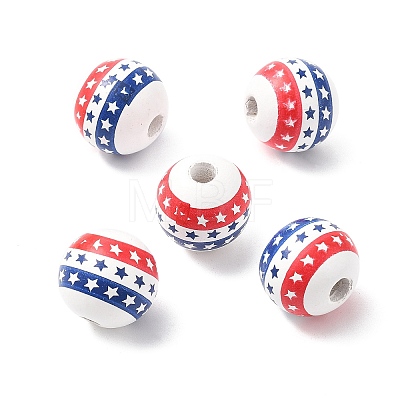Independence Day Themes Wood European Beads WOOD-I014-01C-1