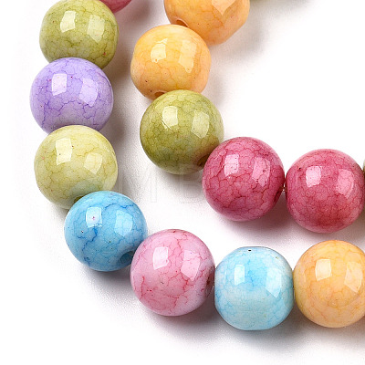 Opaque Crackle Glass Round Beads Strands X-GLAA-T031-10mm-01D-1