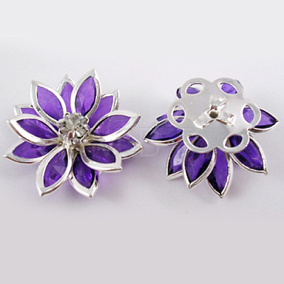 Acrylic Rhinestone Flower Flat Back Cabochons GACR-R016-09-1