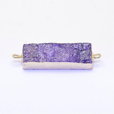 Electroplated Natural Druzy Agate Links/Connectors G-G656-02-1