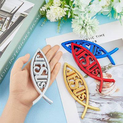 4Pcs 4 Colors ABS Plastic Car Stickers AJEW-FH0003-02-1