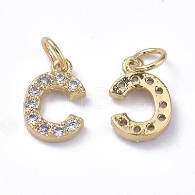 Brass Micro Pave Grade AAA Cubic Zirconia Charms ZIRC-P067-11G-C-NR-1