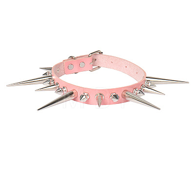 Gothic Style Alloy Spiked Rivet Imitation Leather Choker Necklaces FS-WGF47C0-03-1