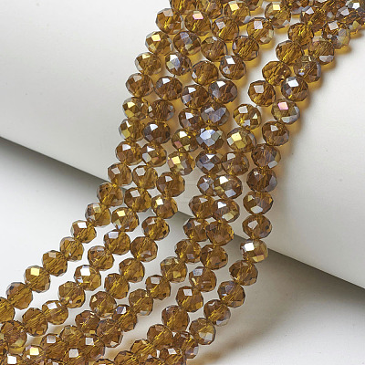 Electroplate Transparent Glass Beads Strands EGLA-A034-T6mm-H07-1