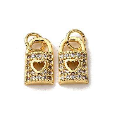 Brass Micro Pave Clear Cubic Zirconia Charms KK-A270-03B-G-1