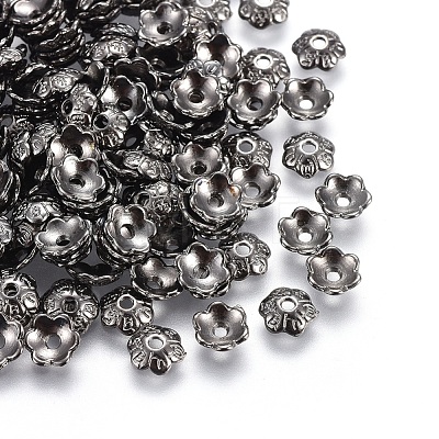 6-Petal Tibetan Style Alloy Flower Bead Caps TIBE-S220-B-NR-1