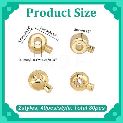 80Pcs 2 Styles Brass Crimp Beads KK-ME0004-70-1