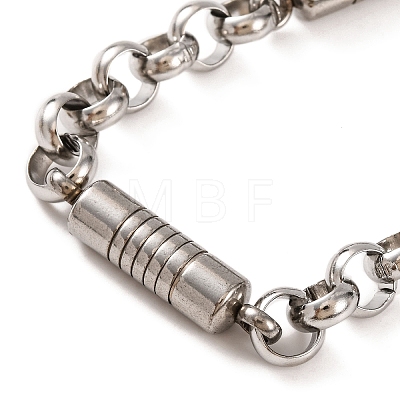 Tarnish Resistant 304 Stainless Steel Column Rolo Chain Bracelets BJEW-B078-75P-1