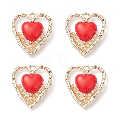 Alloy Glass Seed Beaded Heart Pendants PALLOY-MZ01122-1