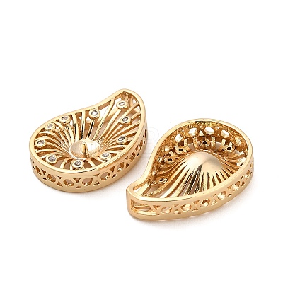 Brass Micro Pave Cubic Zirconia Teardrop Peg Bails KK-NH0009-07G-1