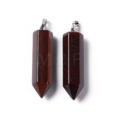Natural Tiger Eye Double Terminated Pointed Pendants G-G926-01P-15-1