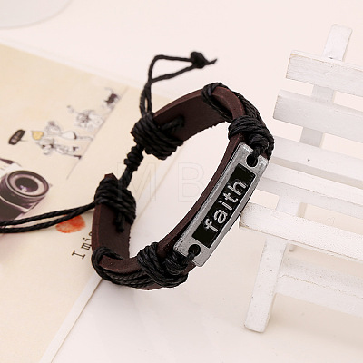 Adjustable Cowhide Cord Bracelets for Men BJEW-PW0001-02-1