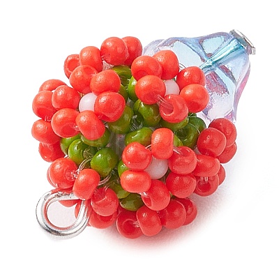 Beaded Flower Potted Charms PALLOY-MZ00446-01-1