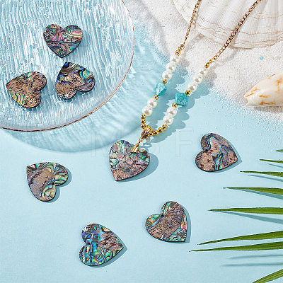 8Pcs Natural Paua Shell/Abalone Shell Pendants SHEL-BC0001-048A-1