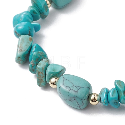 Synthetic Turquoise Chip & Cuboid Beaded Stretch Bracelets for Women BJEW-JB10808-06-1