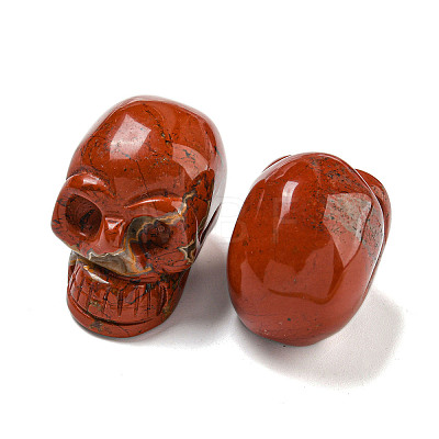 Halloween Natural Red Jasper Skull Figurines DJEW-L021-01C-1