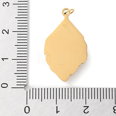 Ion Plating(IP) 304 Stainless Steel Pave Natural White Jade Pendants STAS-Q333-04G-02-1