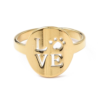 Ion Plating(IP) 304 Stainless Steel Word Love Adjustable Ring for Women RJEW-I097-01G-1