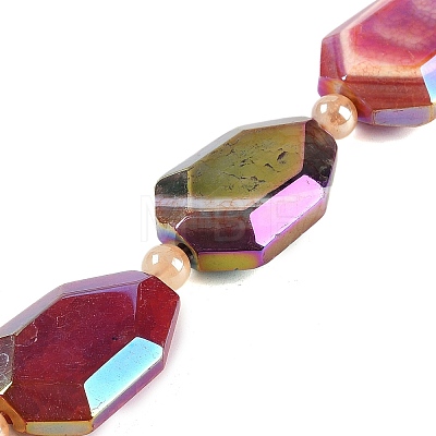 Electroplated Natural Agate Beads Strands G-L604-B01-01E-1