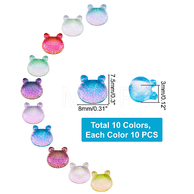 CHGCRAFT 100Pcs 10 Colors Glass Cabochons MRMJ-CA0001-15-1