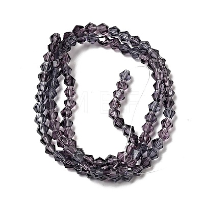 Purple Glass Bicone Beads Strands X-GLAA-S026-03-1