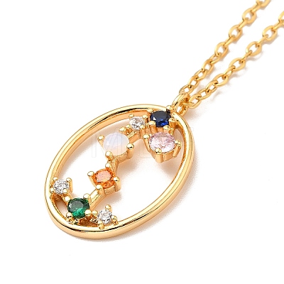 Colorful Cubic Zirconia Constellation Pendant Necklace NJEW-H166-01K-1