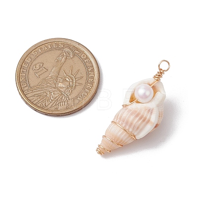 3Pcs Natural Shell Pendants PALLOY-JF03226-03-1