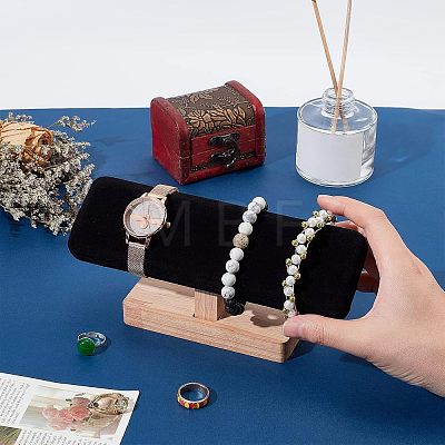 Bamboo Velvet T-Bar Bracelet Display Stands BDIS-WH0002-08-1