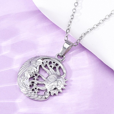 Moon & Star & Sun 304 Stainless Steel Pendant Necklaces NJEW-H059-14P-1