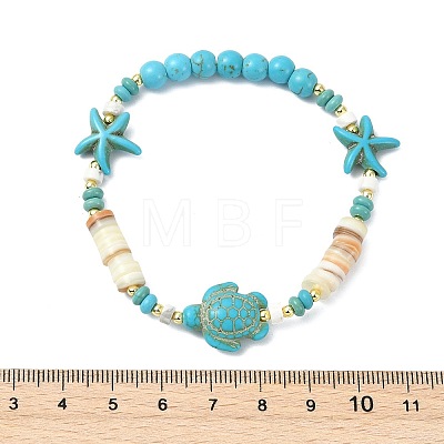 Natural Freshwater Shell & Howlite & Synthetic Turquoise & Opalite & Non-magnetic Hematite Beads Stretch Bracelets for Women BJEW-JB13810-02-1