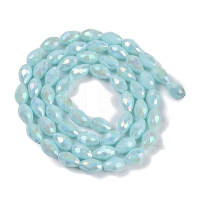 Opaque Solid Color Electroplate Glass Beads Strands EGLA-N013-P10mm-B11-1