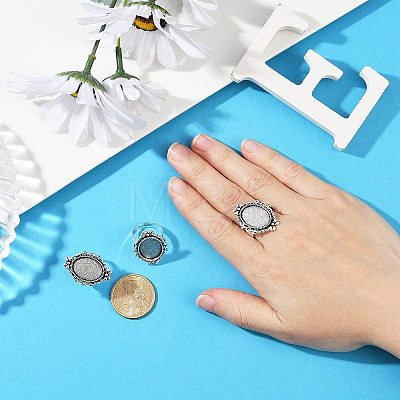 Vintage Adjustable Iron Finger Ring Components Alloy Cabochon Bezel Settings X-PALLOY-Q300-10AS-NR-1