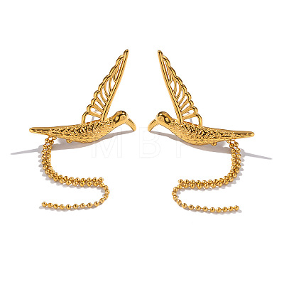 Stainless Steel Bird Tassel Stud Earrings CQ0312-1
