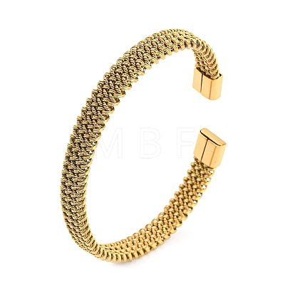 304 Stainless Steel Wire Mesh Cuff Bangles for Women BJEW-D022-01A-G-1