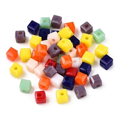Opaque Color Faceted Glass Beads GLAA-E047-02A-1