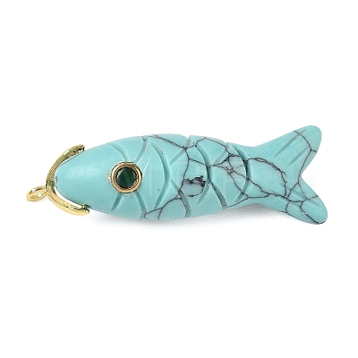 Synthetic Turquoise Carved Pendants G-P599-07G-08-1