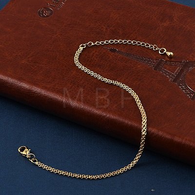 Brass Rope Chain Bracelets for Women BJEW-G735-08G-1