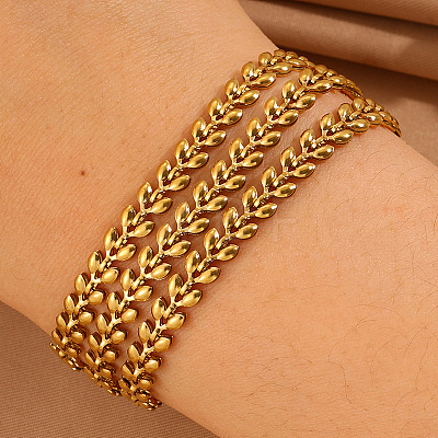 304 Stainless Steel Wheat Link Chains Multi-strand Bracelets for Women WG63B33-01-1
