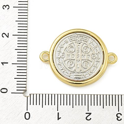 Rack Plating Brass Saint Benedict Medal Connector Charms KK-Z067-08G-02-1