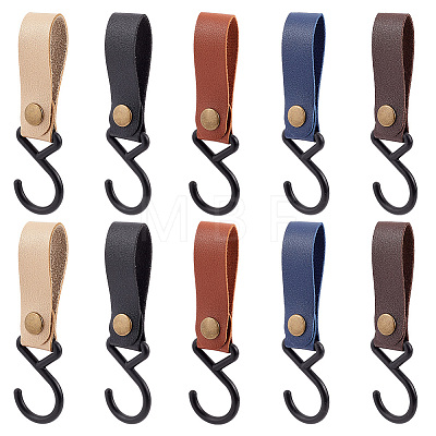 AHADEMAKER 10Pcs 5 Colors Leather Hook Hangers AJEW-GA0004-94-1